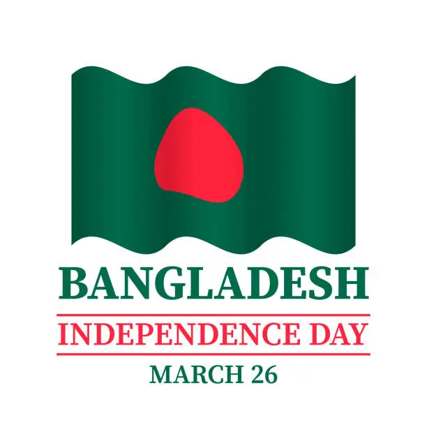 Vector illustration of Bangladesh Independence Day typography poster. Holiday celebrate on March 26. Vector template for banner, flyer, sticker, greeting card, postcard, etc.