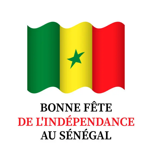 Vector illustration of Senegal Independence Day typography poster in French. National holiday celebrate on April 4. Easy to edit vector template for banner, flyer, postcard, etc.