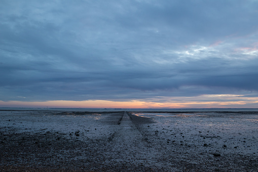 Winter sunset across the Thames Estaury, Essex, England, United Kingdom