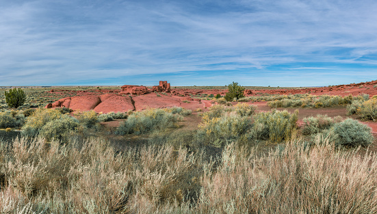 Nearly a thousand years ago natives inhabited the plains between the Painted Desert and the San Francisco Peaks of Arizona. In an area so dry it would seem impossible to live, they built pueblos, harvested rainwater, grew crops and raised families.  Today the remnants of their villages dot the landscape.  Wukoki, a modern Hopi word for \