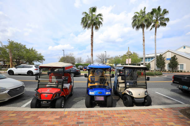 Small Island transportation golf carts parked