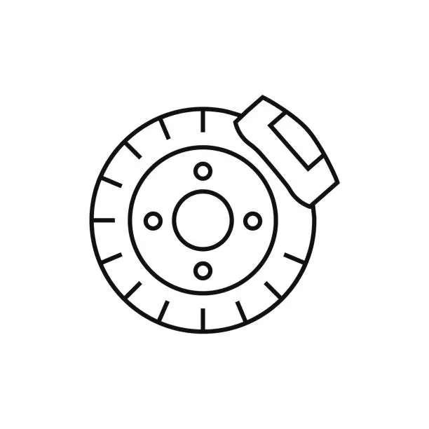 Vector illustration of Disc Brake Line Icon Vector Illustration. Icon Design for Logo, Mobile App, Website, UI, UX, Sign, Symbol.