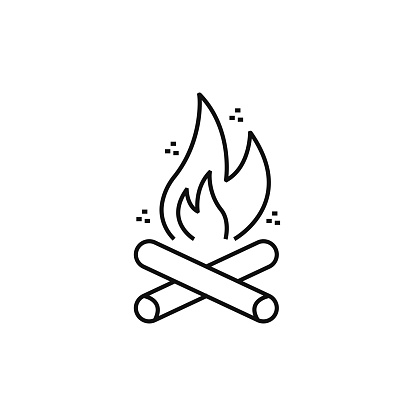 Camping Fire Line Icon Vector Illustration. Icon Design for Logo, Mobile App, Website, UI, UX, Sign, Symbol.