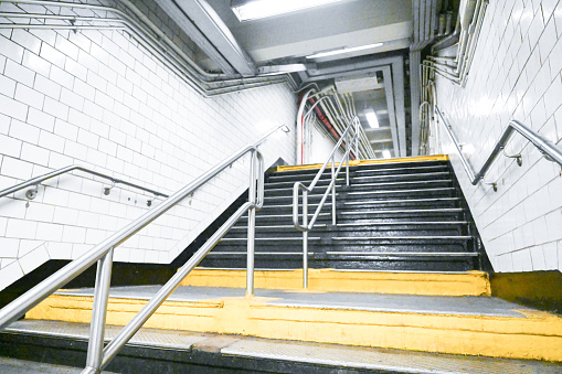 MTA Subway in New York City, transportation. Stairs. Photographed on 8/5/23