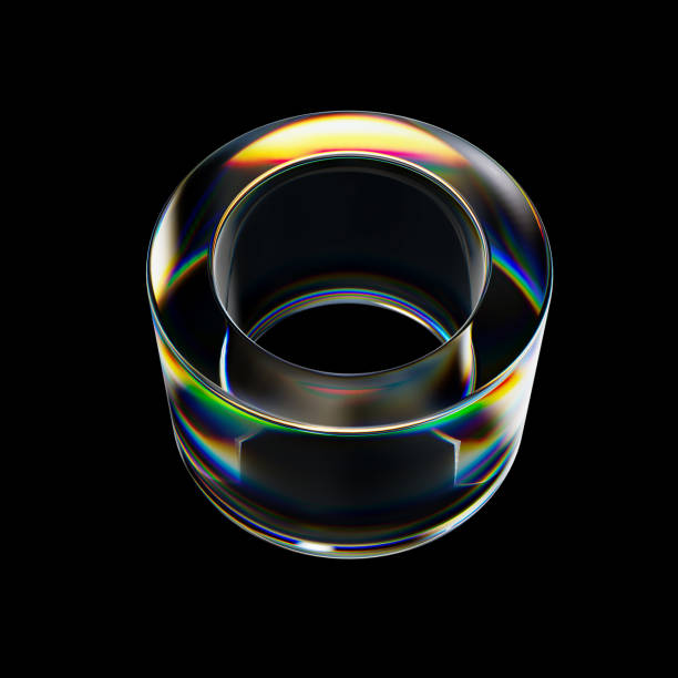 istock 3d Transparent glossy tube with dispersion effect. Rainbow colors reflection glass. 3d render illustration 2087506541