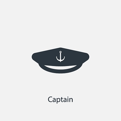 Captain cap concept icon. Simple one colored travel element illustration. Vector symbol design from journey collection. Can be used in web and mobile.