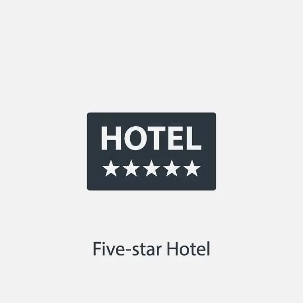 Vector illustration of Five-star hotel concept icon. Simple one colored travel element illustration.