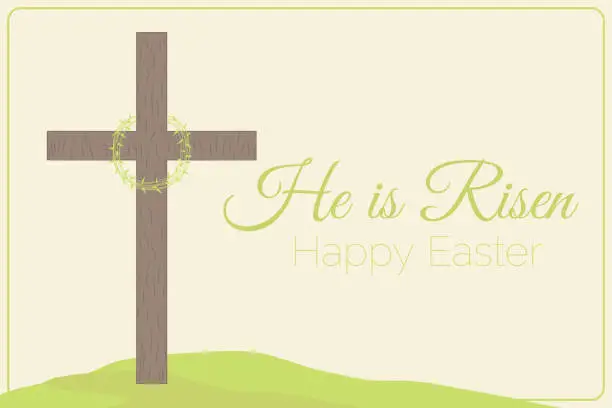 Vector illustration of Green Happy Easter He is Risen Illustration