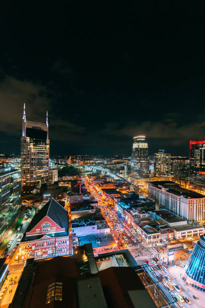 istock High Angle View of Broadway, Downtown Nashville at Night 2087530599