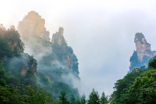 Qinling Mountains in Xi'an, China, mountains in the fog