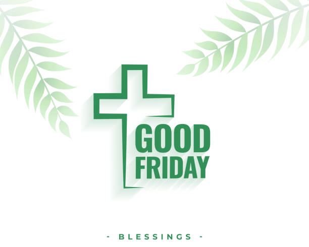 good friday religious background with cross and leaves design good friday religious background with cross and leaves design vector good friday stock illustrations