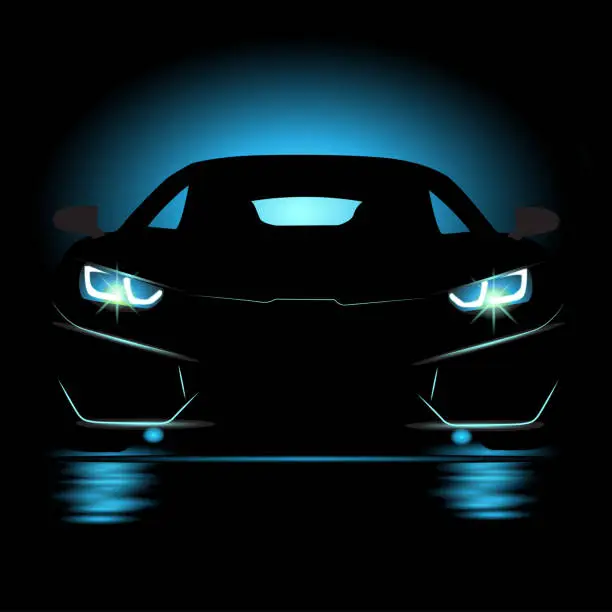 Vector illustration of car in the dark