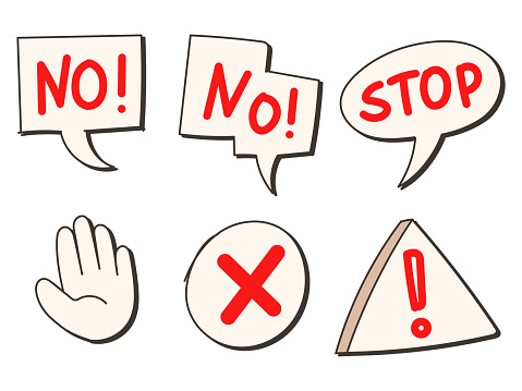 Say no, negative sign, rejection, disagreement, stop or denied concept