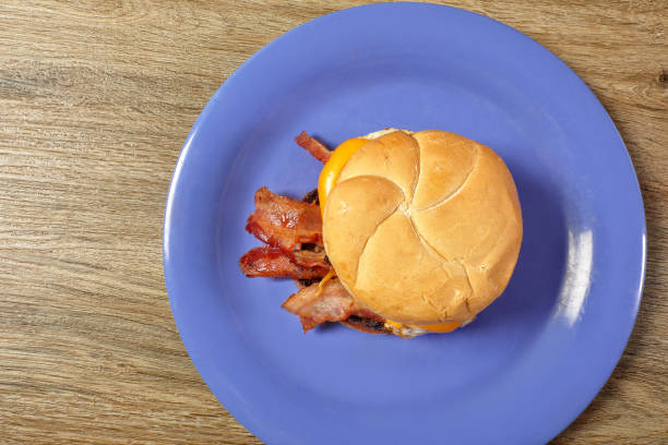 Close up burger plate