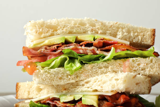Close up bacon sandwich