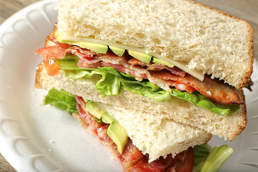 Close up bacon sandwich
