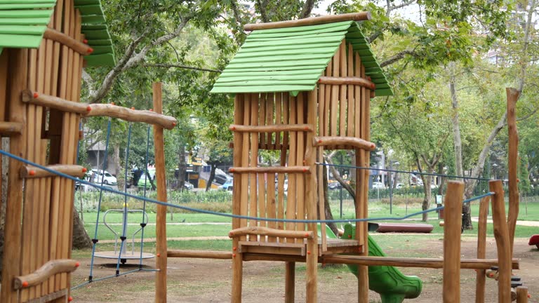 wooden playground outdoor house park in istanbul