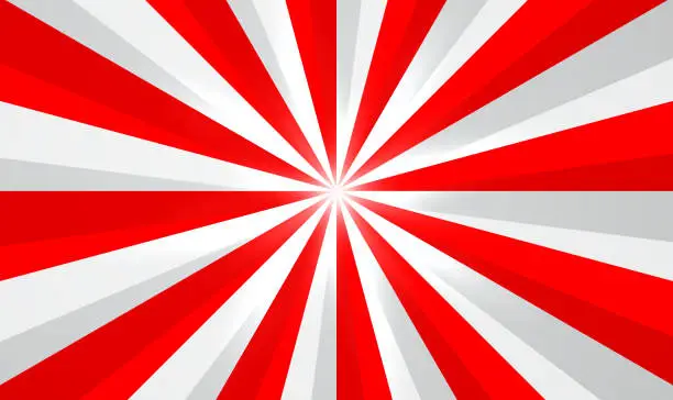 Vector illustration of Red and white rays stripes sunburst 3d illustration decorative background design