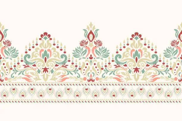 Vector illustration of Damask Ikat floral pattern vector illustration