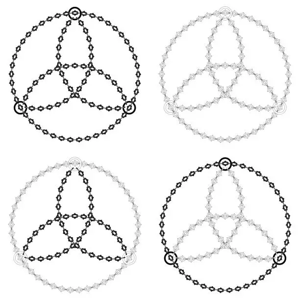 Vector illustration of Triqueta symbol formed with chains