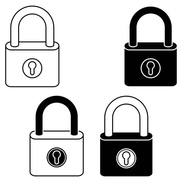 Vector illustration of Metal padlock for security