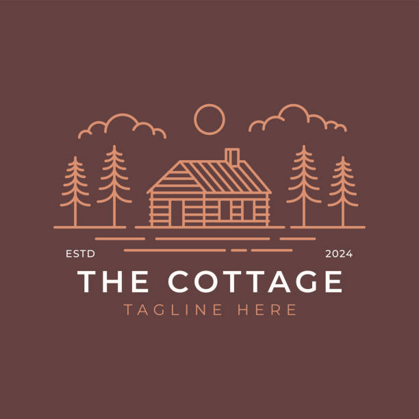 Cottage Hut Forest Wood House Vacation Building Home Landscape Concept Logo