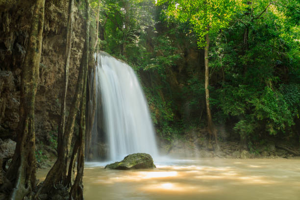 erawan waterfall - erawan national park beauty in nature waterfall photos et images de collection