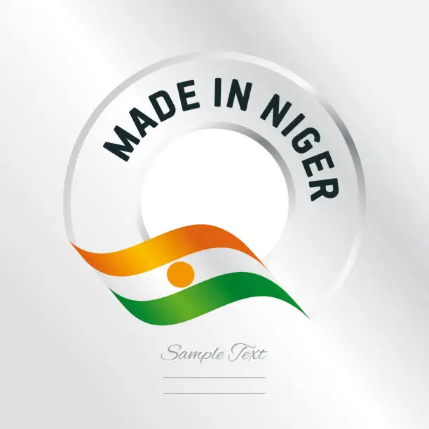 Vector illustration of Made in Niger transparent logo icon silver background
