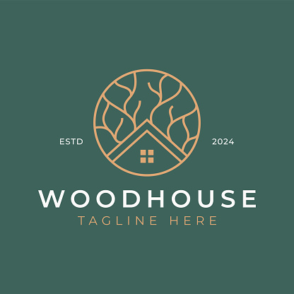 Wood House Tree Branch Natural Concept Business Property Residential Village Logo