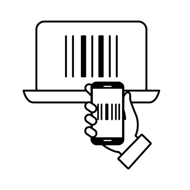 Vector illustration of Barcode Recognition at Your Fingertips Icon. vector Editable Stroke Icon.