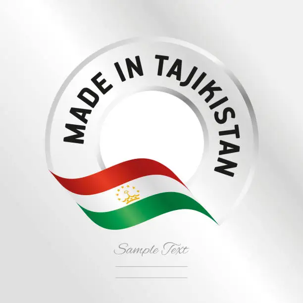 Vector illustration of Made in Tajikistan transparent logo icon silver background