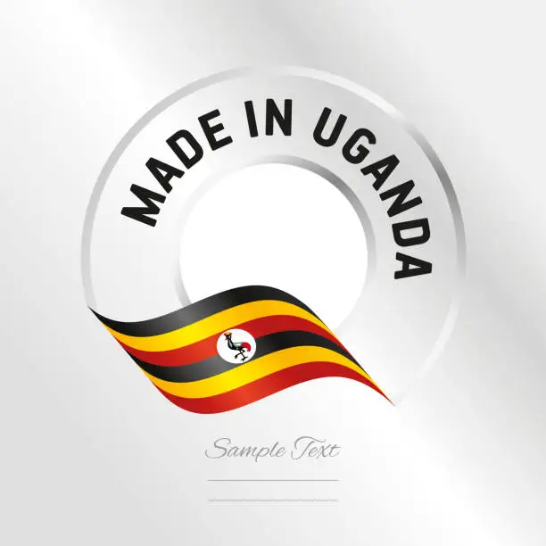 Vector illustration of Made in Uganda transparent logo icon silver background