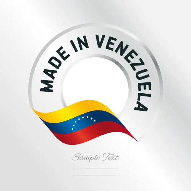 Vector illustration of Made in Venezuela transparent logo icon silver background
