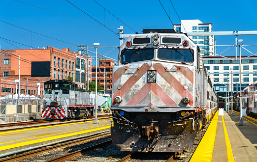 Diesel locomotives at San Francisco 4th and King Street station in California, United States