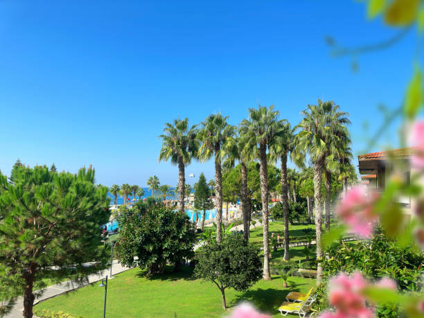 High angle view of seaside landscape in Antalya, Turkey