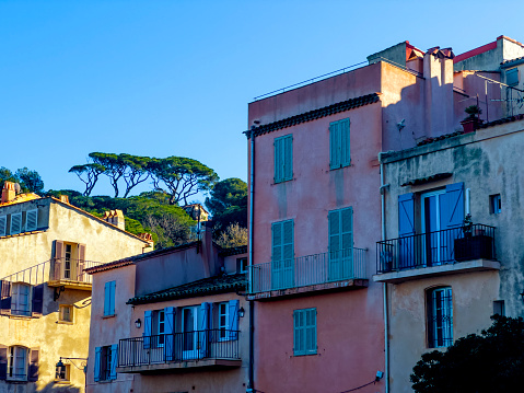 Seaside townscape view of St Tropez, France
