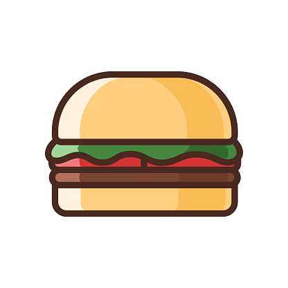 Illustration of Burger Filled Color Icon - Fast Food Icon Set Vector Illustration Design.