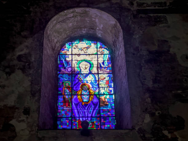 istock Stained glass ancient church window 2088129490