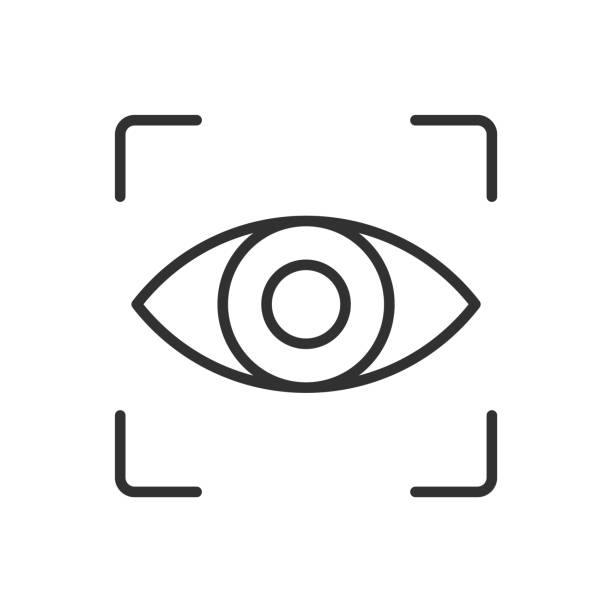 ilustrações de stock, clip art, desenhos animados e ícones de iris recognition, linear icon. eye scanning. retina recognition. line with editable stroke - visão