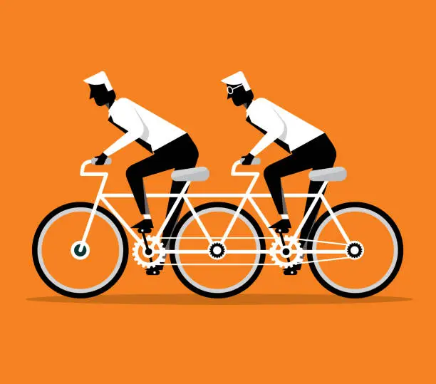 Vector illustration of Two Businessmen cycling