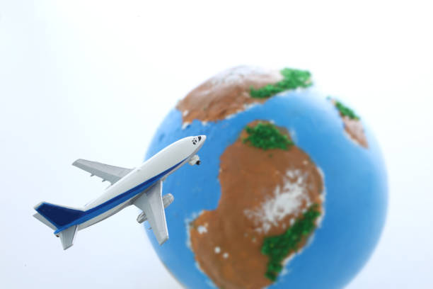 Origami travel concepts: Airplane flying on Pacific Ocean, Australia