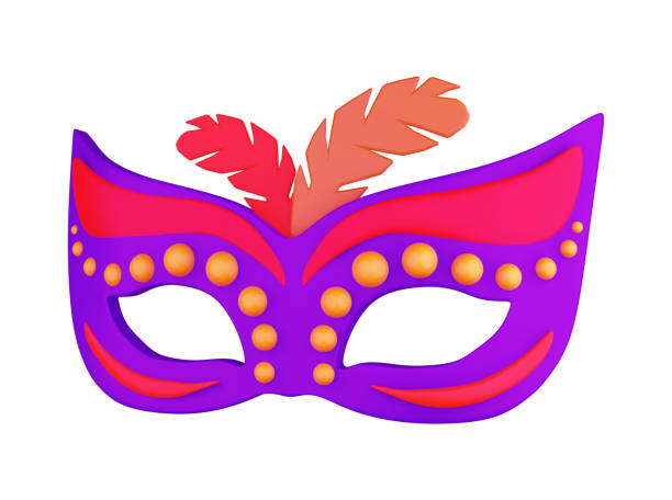 istock 3D illustration render of a bright colored carnival mask with feathers on background 2088180131