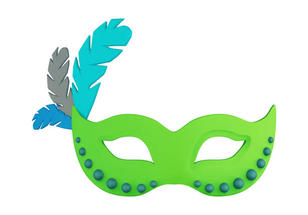 istock 3D illustration render of a bright colored carnival mask with feathers on background 2088180660