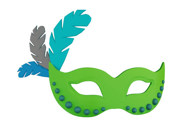 istock 3D illustration render of a bright colored carnival mask with feathers on background 2088181070