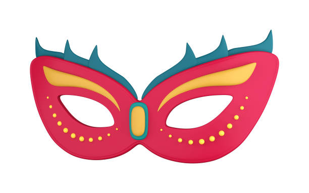 istock 3D illustration render of a bright colored carnival mask with feathers on background 2088181724