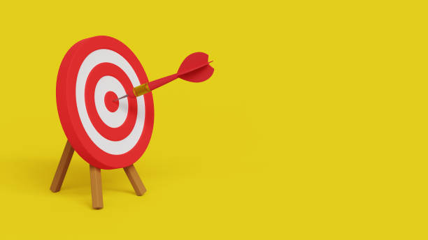 istock Marketing target strategy. Leadership or skill to reach target or achievement. Aiming for perfection winning, challenge or accuracy concept. Dartboard with arrow in the center. 3d illustration 2088183324