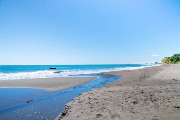 Oakura Beach on North Island west coast, Taranaki New Zealand.