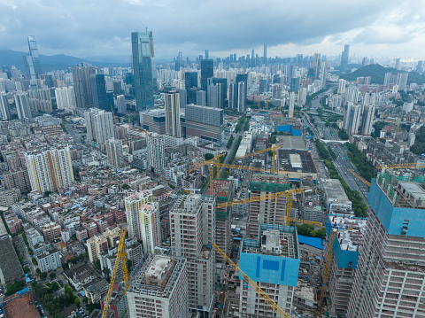 Aerial view of constructions ite in shenzhen city, China