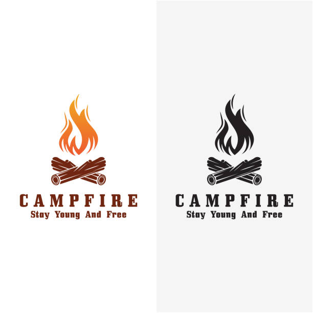 vintage Campfire Logo Design, Camping Vector. Logo for camping , adventure wildlife , campfire and wilderness