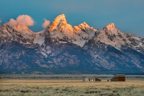 Mormon Row Historic District at Antelope Flats in Grand Teton National Park during autumn in Wyoming